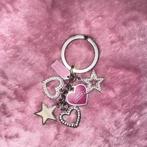 Coach Pink and Silver Heart Star Key Holder